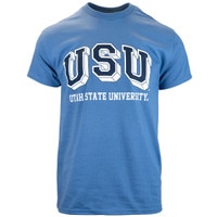 USU 3d block lettering blue unisex t-shirt